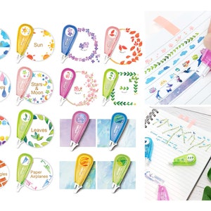 Sticker Pens (set 4) Deco Tape Pens Novelty Sticker Machine Pens Correction Pens Sticker Tape Pens Sticker Dispenser Pen