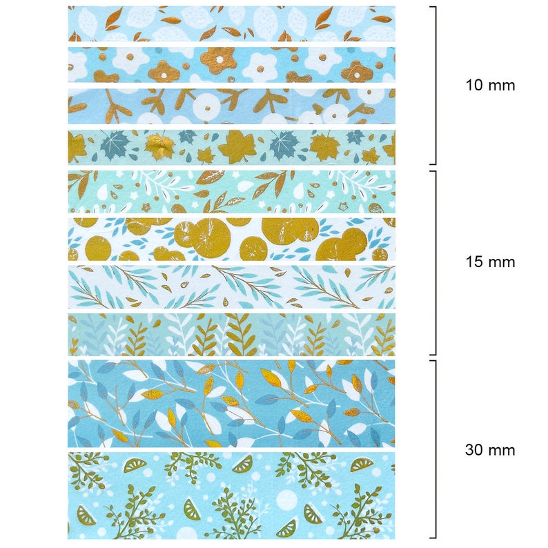 10 Washi Tape Set Gold Foil Washi Tapes Nature Washi Roll Pretty Washi Tapes 10 rolls image 3