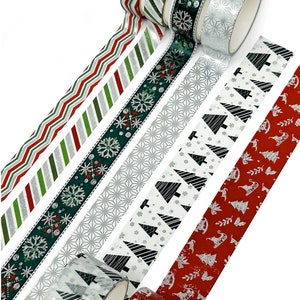 10 Rolls Christmas Washi Tape Set Red & Silver Washi Tapes Snowman Washi Tape Winter Washi Set Snowflake Washi Roll 10 rolls image 5