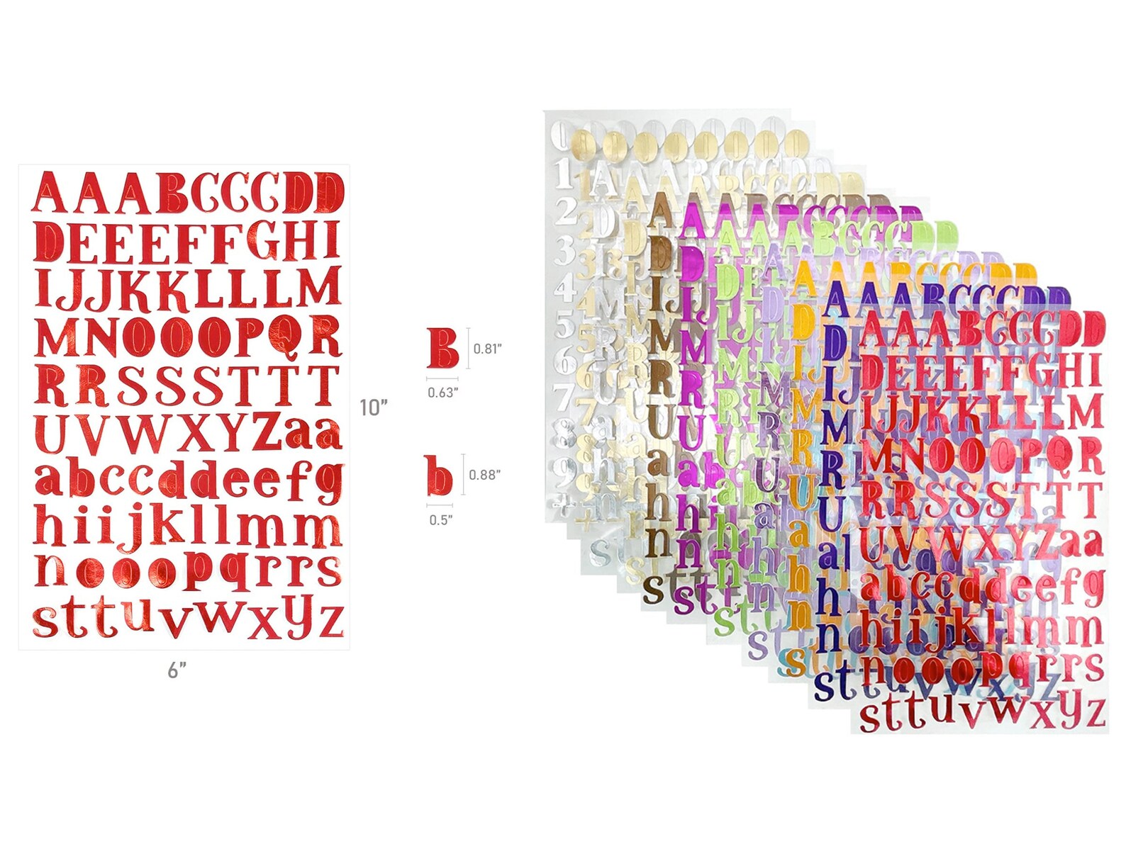 12 Sheets Metallic Alphabet Letters & Numbers Stickers Letter Etsy