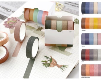 5 Washi Tape Rolls Set Solid Washi Tapes Scrapbook Tape Journal Washi Tape Planner Tape Cute Stationery Set Stationery Solid Sticker