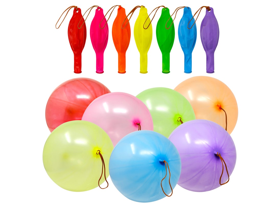 21 Punching Balloons W/ Rubber Band Multicolor Punch Balloons Party