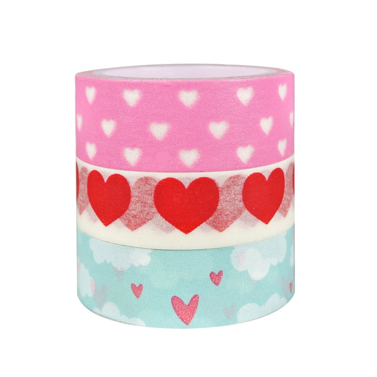 Red and Pink Skewed Hearts Washi, Valentine Washi Tape