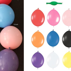 12" Linking Balloons | 12 inch Latex Linking Balloons | 12 inch Balloons | 12 inch Balloon Garland | Needle Tail Balloons (30 Balloons)