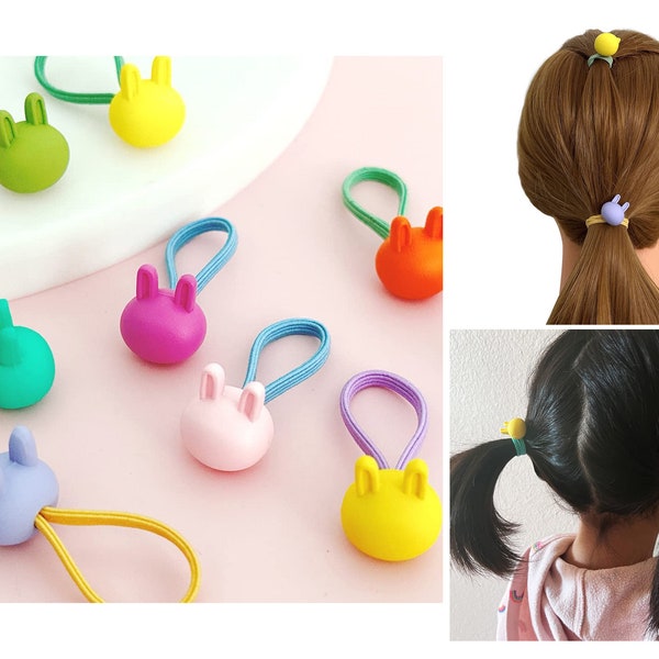 Cute Mini 3D Bunny Hair Ties 3D Cube Hair Ties Children's Hairties Toddler Hairties Rabbit Elastic Hairtie Colorful Easter Party Favor