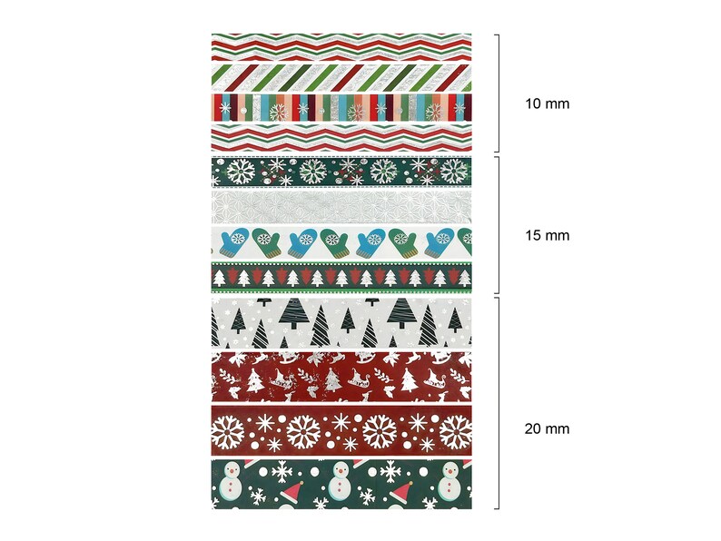 10 Rolls Christmas Washi Tape Set Red & Silver Washi Tapes Snowman Washi Tape Winter Washi Set Snowflake Washi Roll 10 rolls image 3