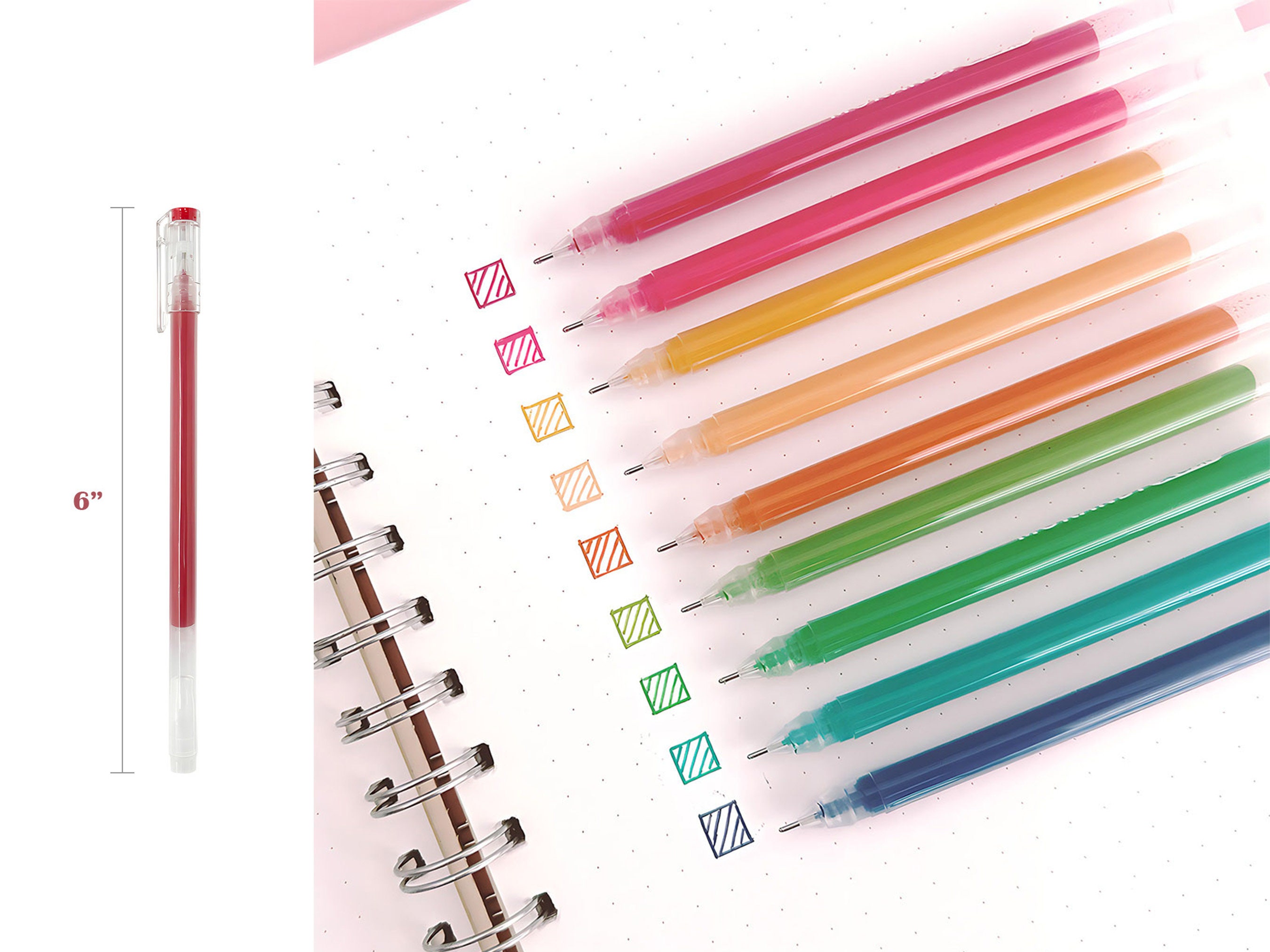 BAYTORY 6Pcs Colored Gel Pens, 6 Pastel Ink Colors, Retractable