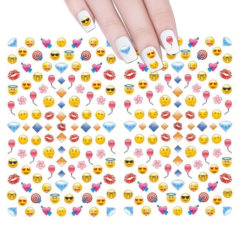 200 Emoji Nail Stickers Emoji Nail Art Heart Emoji Nail Etsy