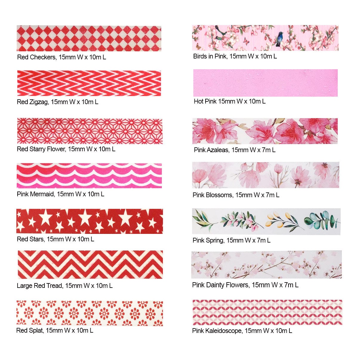 Red and Pink Skewed Hearts Washi, Valentine Washi Tape