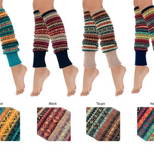 Winter Wool Long Leg Warmer Knit Leg Warmer Fair Isle Leg Warmer Bohemian Pattern Women Leg Warmer Thick Leg Warmer Boho Knitted Leg Warmer