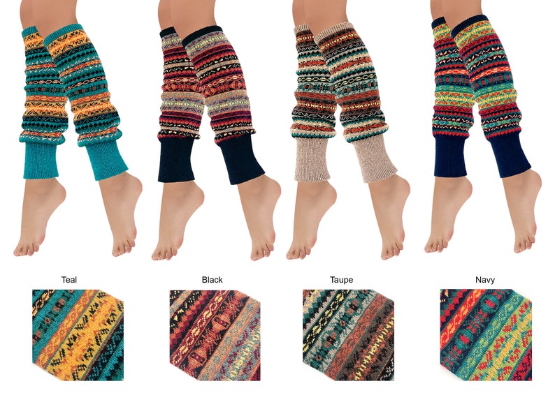 Winter Wool Long Leg Warmer Knit Leg Warmer Fair Isle Leg Warmer Bohemian Pattern Women Leg Warmer Thick Leg Warmer Boho Knitted Leg Warmer image 1