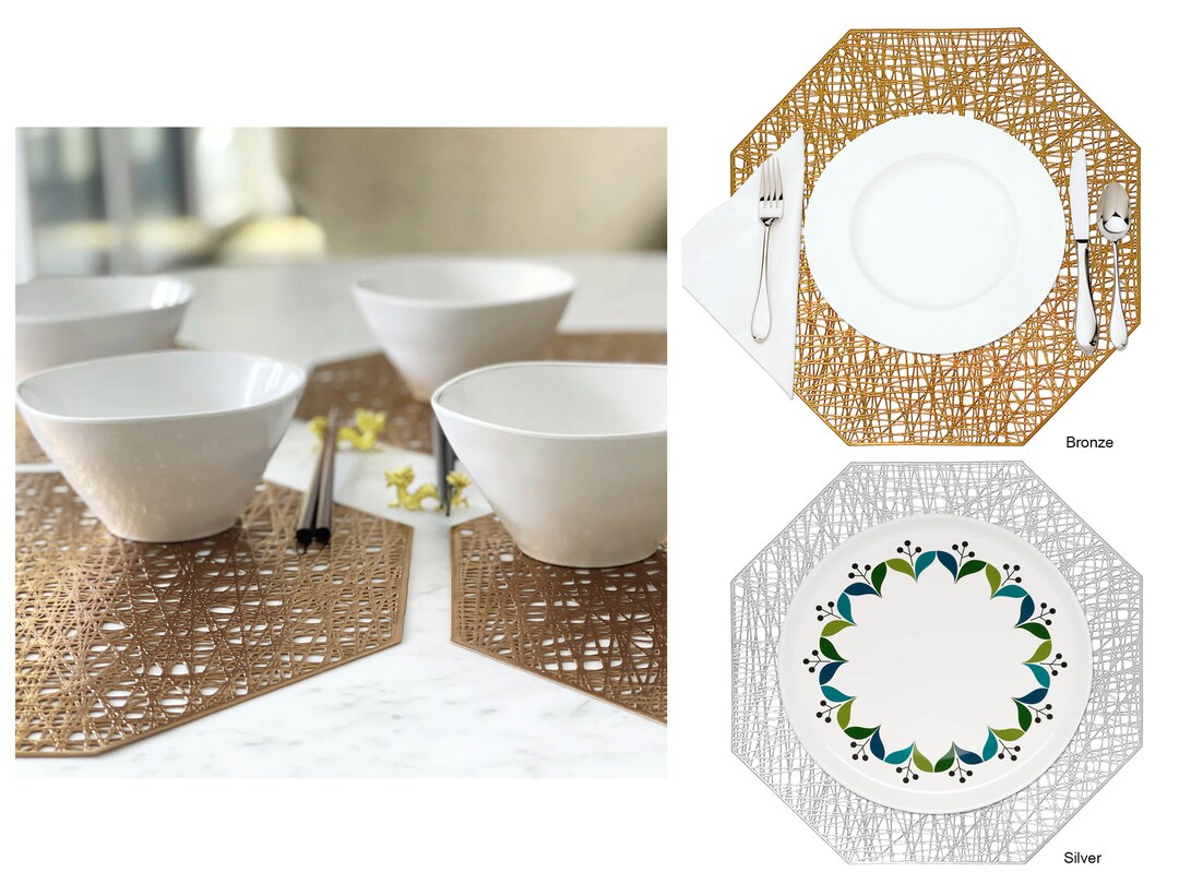 4 Bronze Octagon Placemats Octagon Design Placemats Holiday Table
