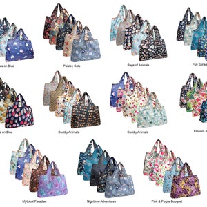 Set of 5 Eco Foldable Shopping Bags Reusable Grocery Totes Foldable Totes Eco-Friendly Shopping Totes Market Totes Shoulder Bags image 2