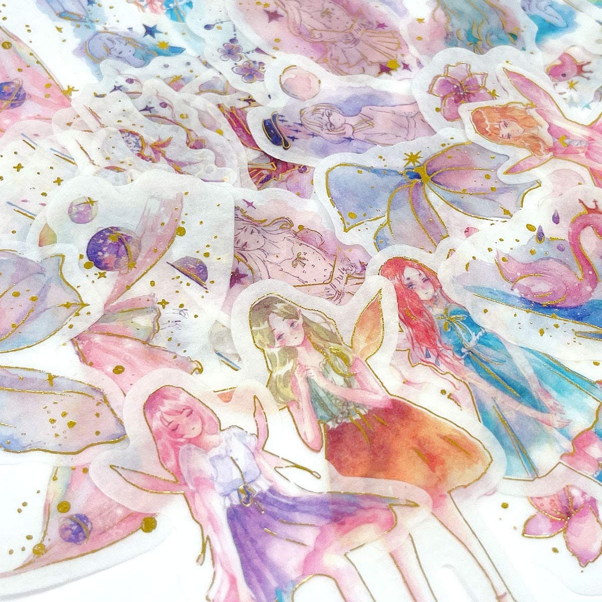 60 Gold Fairies Washi Stickers Magical Fairy Stickers - Etsy
