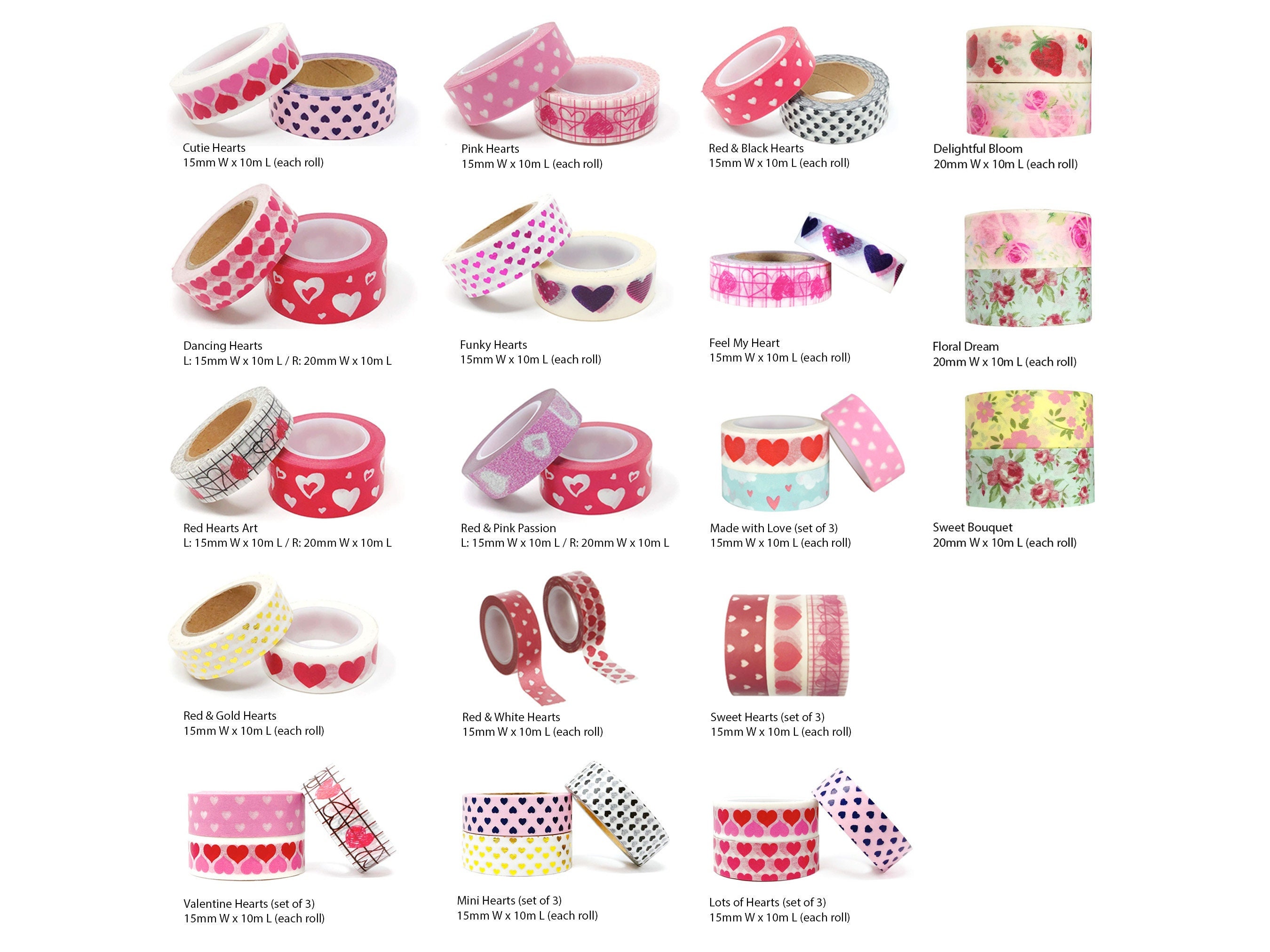 Sweet Pink Washi Tape 8 Styles 