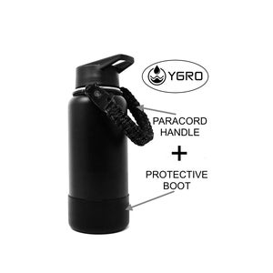 Black GiveGrip Silicone Water Bottle Sleeve Compatible with 17oz Swell Bottle & 18-24oz Hydro Flask