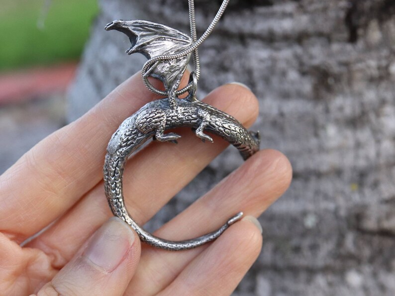 Fantasy Dragon Jewelry Sterling Silver Silver Dragon Dragon Sculpture Dragon Jewelry Dragon Necklace Dragon Pendant Gothic Pendant