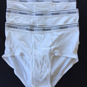 Vintage Hanes Briefs Cotton Underwear Tighty Whities Mens Size Large 36-38  Lot of 3 -  UK