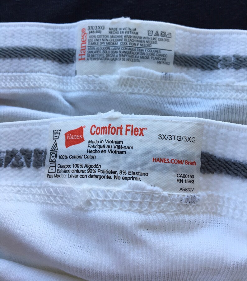 Vintage Hanes Briefs Cotton Underwear Tighty Whities Mens Size 3X Lot