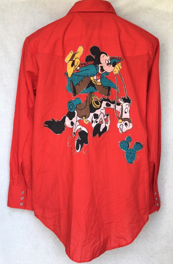 Vintage Plainsman Western Shirt Custom Mickey Mous