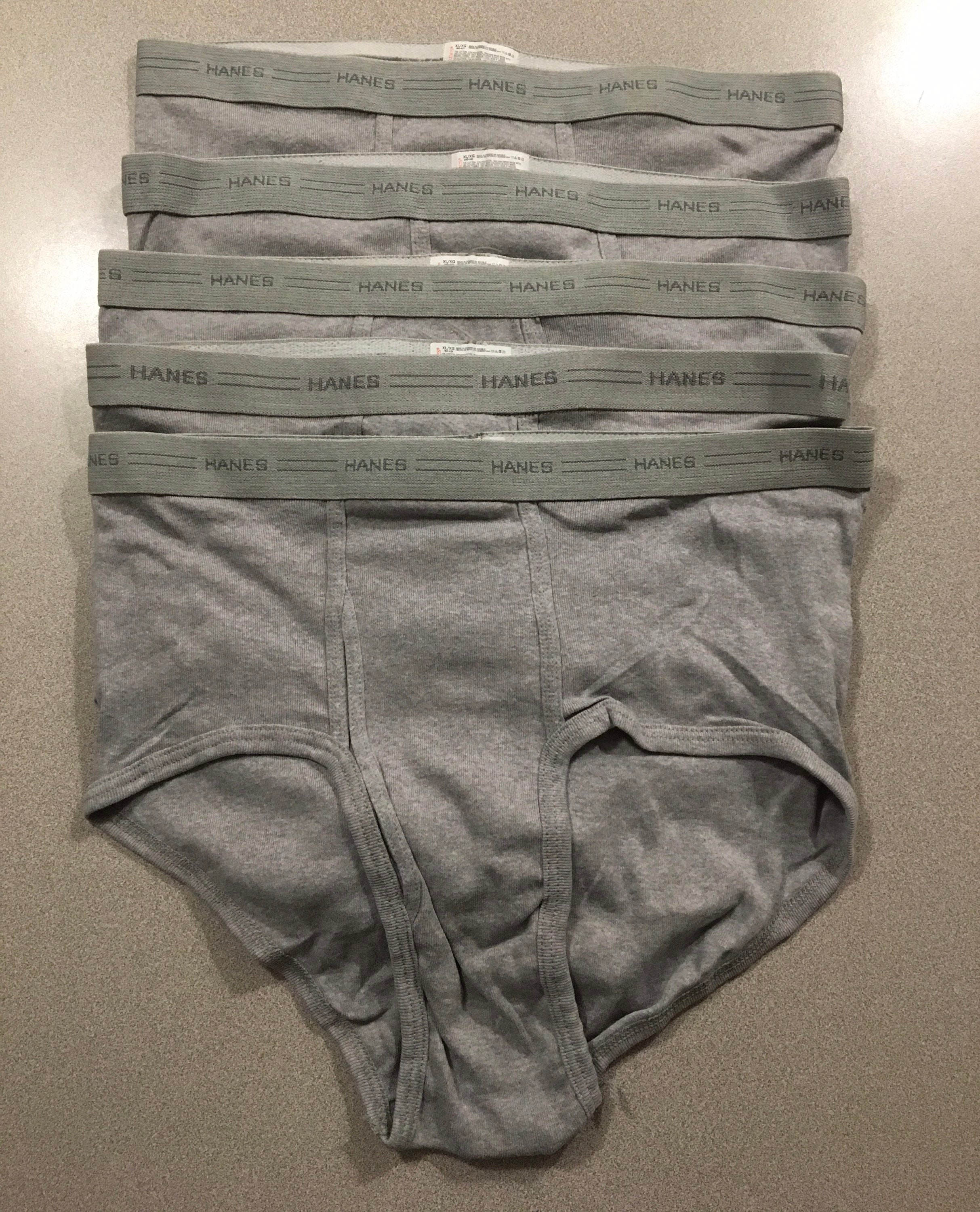 Vintage Hanes Briefs Polycotton Blend Underwear Gray Colored Mens Size XL  40-42 Lot of 5 