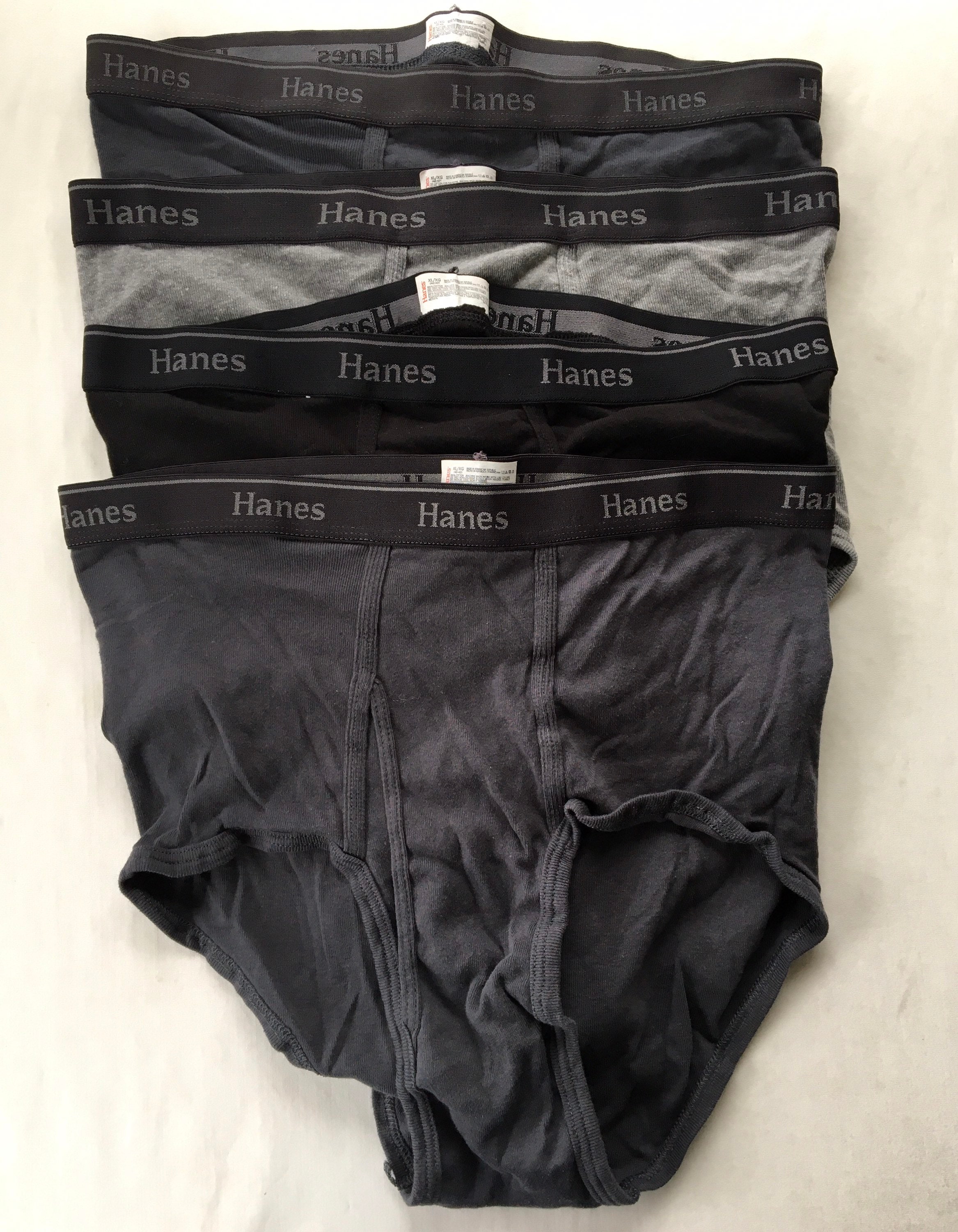Vintage Hanes Briefs Cotton Underwear Black Gray Colored Mens Size