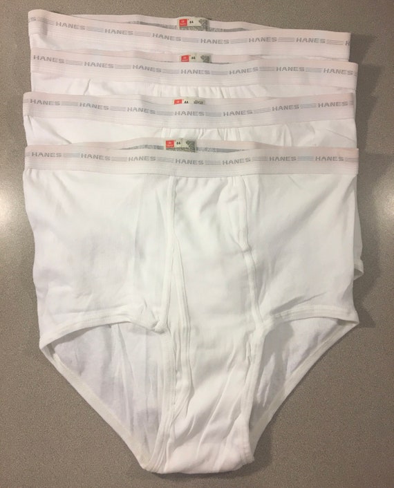 Vintage Hanes Briefs Cotton Underwear Tighty Whities Mens Size 44 Lot of 4  -  Israel