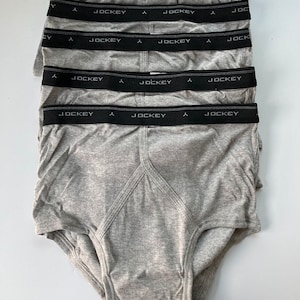 Vintage Jockey Classic Briefs Inverted Y Fly Cotton Underwear Mens Size 34 Lot Of 5 Gray Black Band