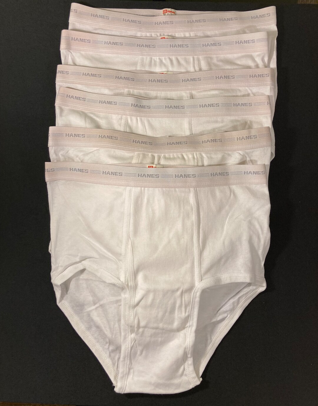 Vintage Hanes Briefs Cotton Underwear Tighty Whities Mens Size 38 Lot