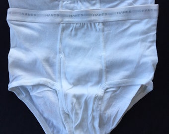 Vintage Hanes Briefs Cotton Underwear Tighty Whities Mens Size 38 Lot Of 2