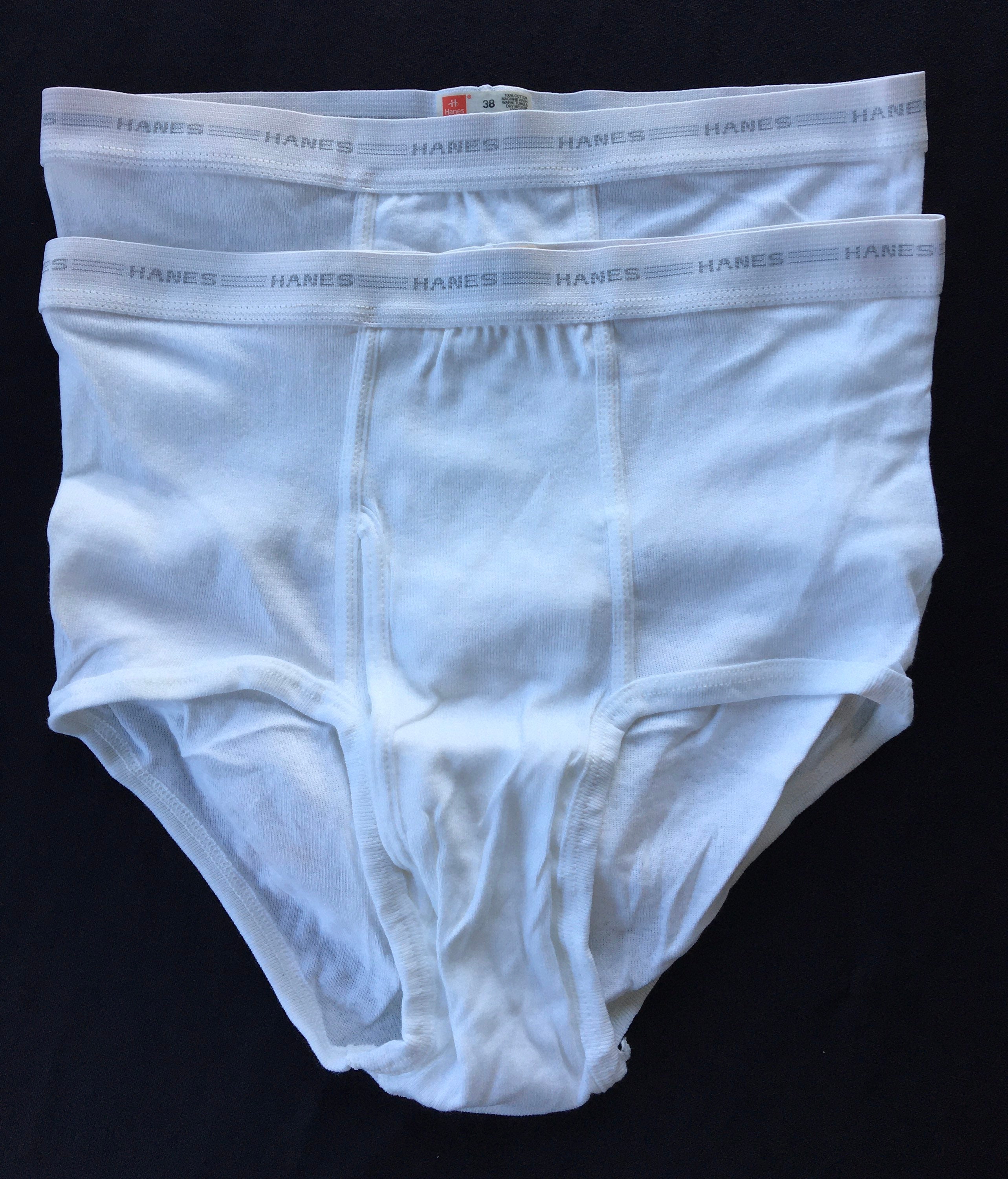 Vintage Hanes Briefs Cotton Underwear Tighty Whities Mens Size 38