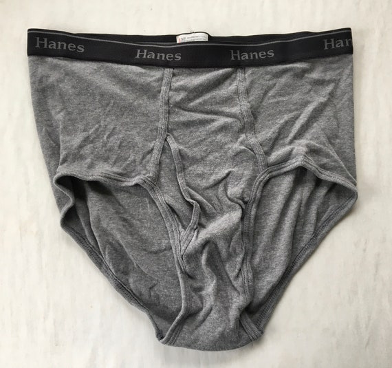 Vintage Hanes Briefs Cotton Underwear Black Gray Colored Mens Size