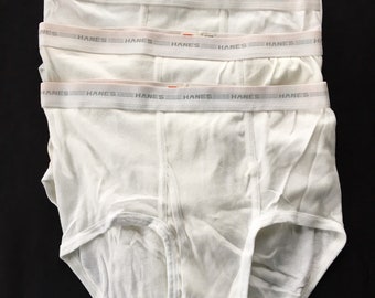 Vintage Hanes Briefs Cotton Underwear Tighty Whities Mens Size 36 Lot of 4  