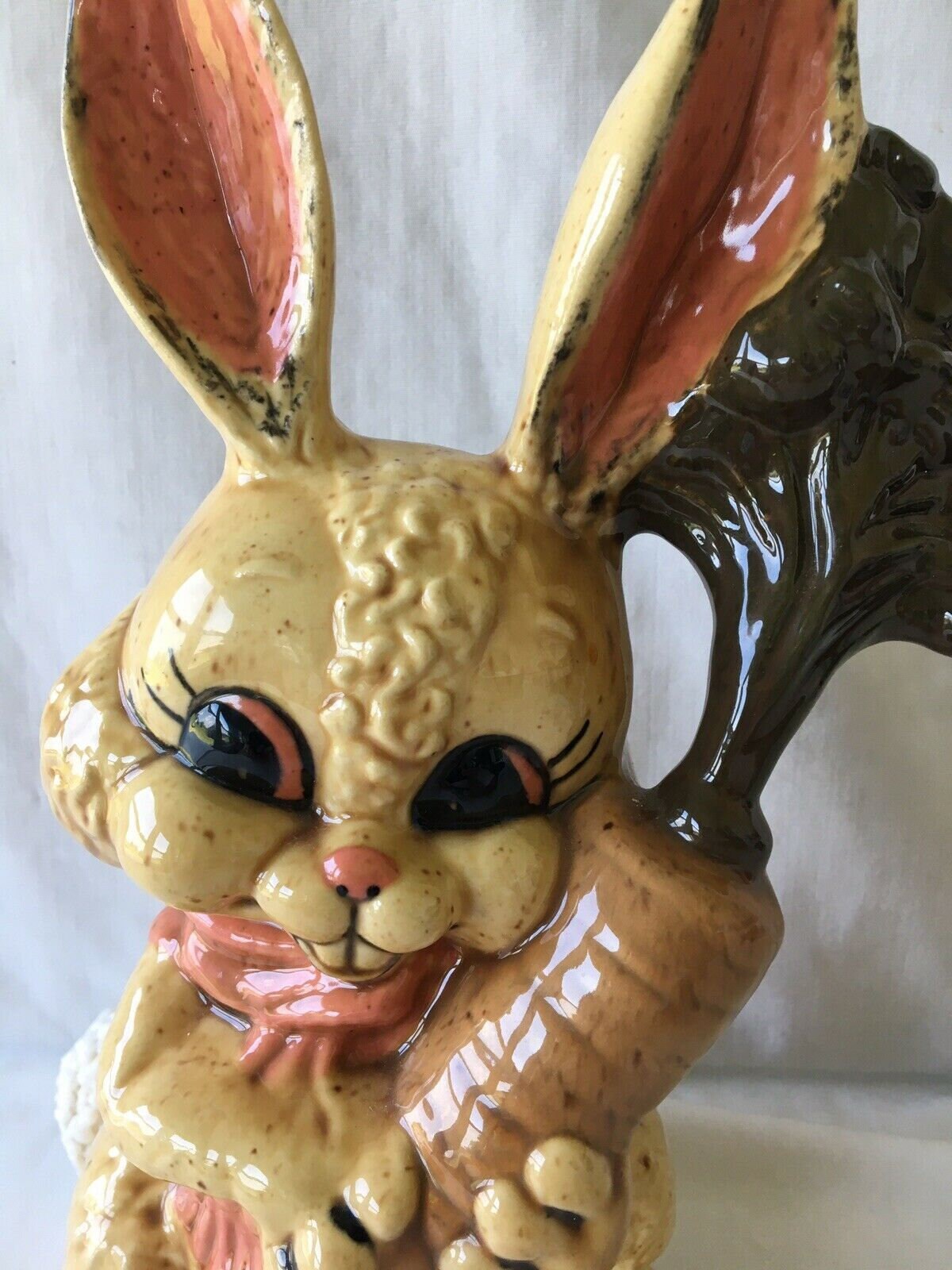 Vintage Ceramic Bunny Rabbit Figurine Carrot Big Eyes Etsy
