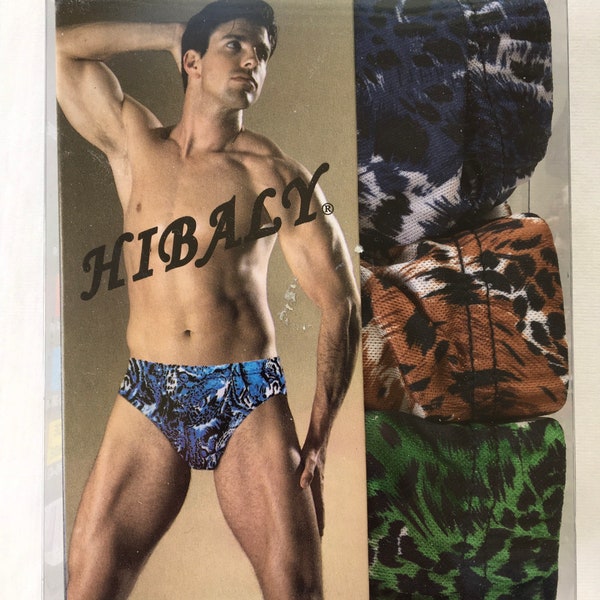 Vintage Hibaly Low Rise Briefs Bikini Tiger Leopard Print Mens Large New in Package