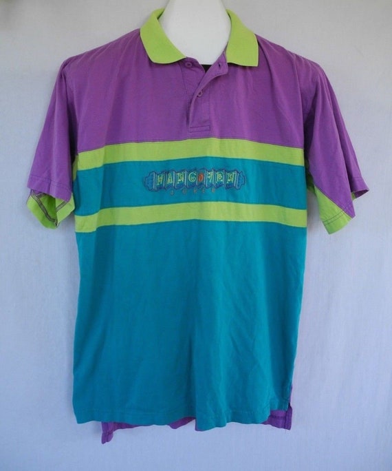 Vintage Hang Ten Colorblock Polo Shirt Embroidered