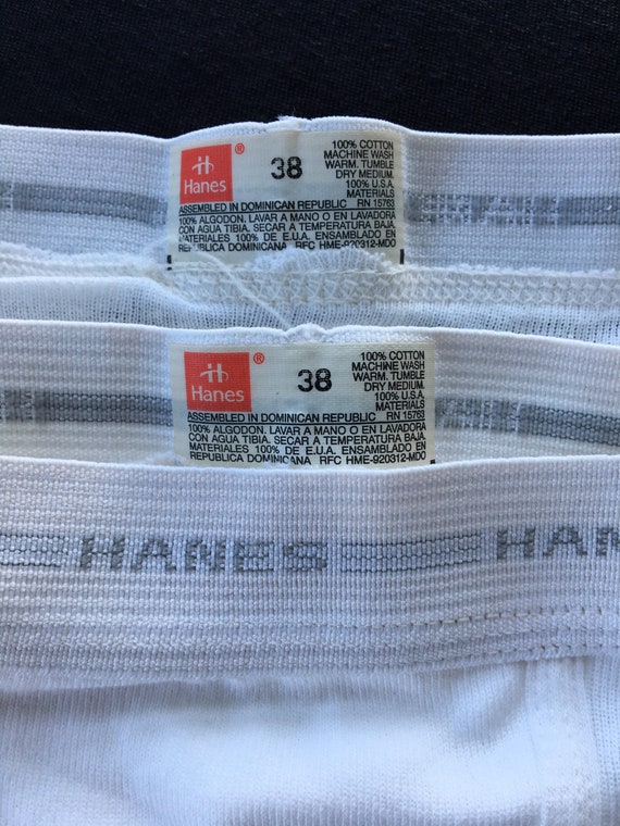 Vintage Hanes Briefs Cotton Underwear Tighty Whities Mens Size 38 Lot of 2  