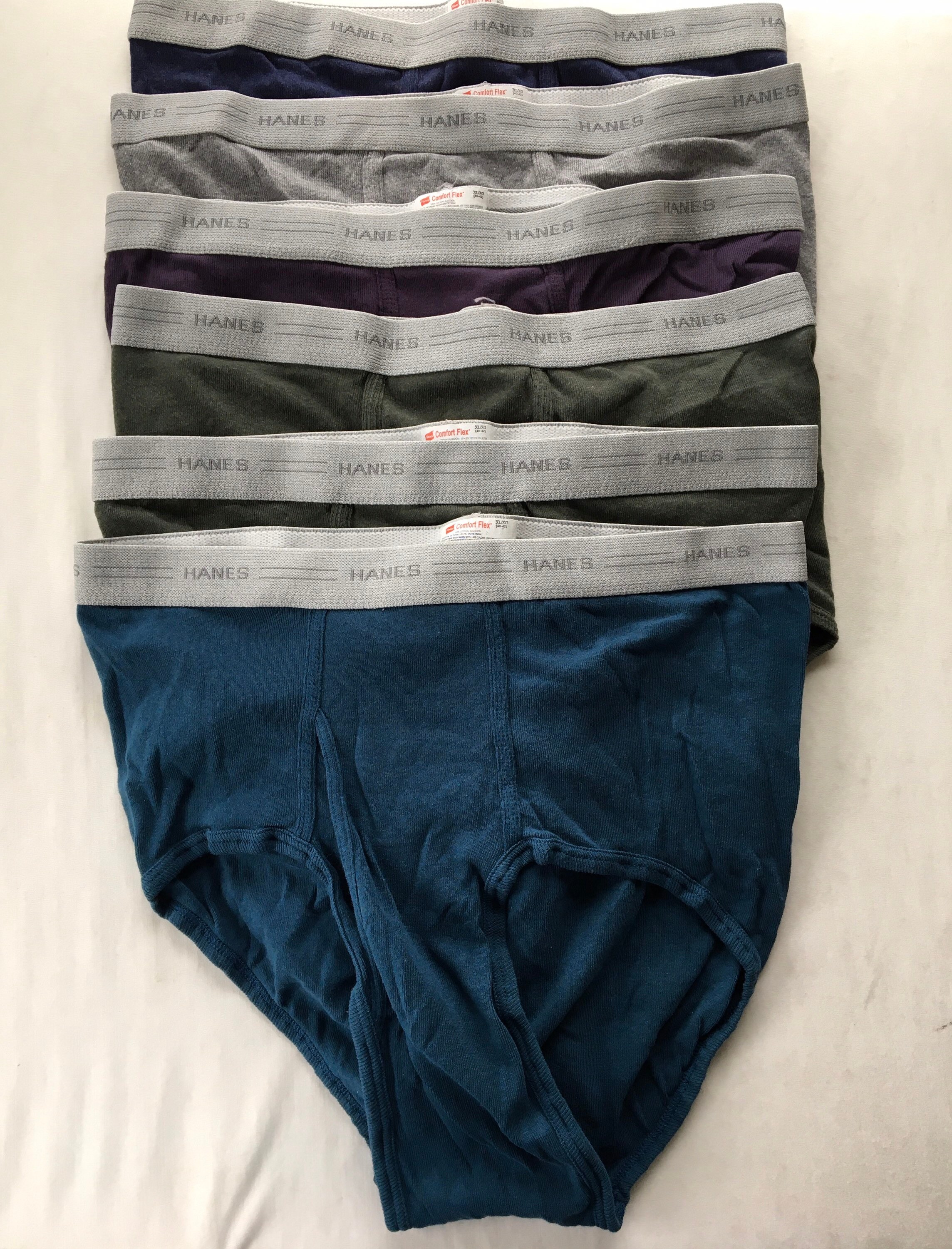 Vintage Hanes Briefs Polycotton Underwear Multi Colored Mens Size XL 40-42  Lot Of 6