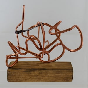 Handmade Modern Abstract Copper Wire Art Sculpture - Brutalist Art