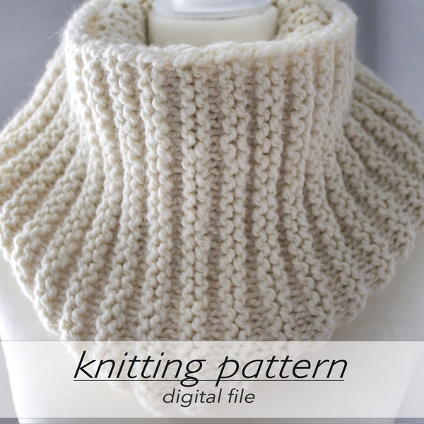 KNITTING PATTERN: Textured Stripes Infinity Scarf | Oversized Cowl | Large Neck Wrap | Super Chunky - Bulky 14ply | Flat Knitting Beginner