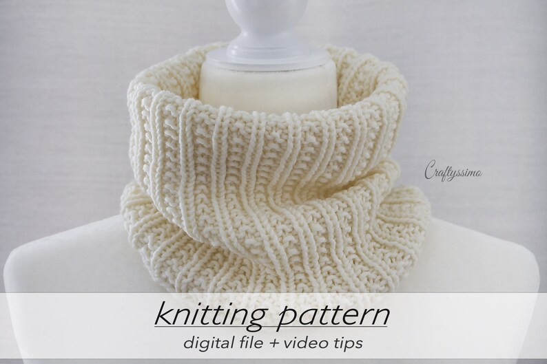 KNITTING PATTERN: Cozy Textured Cowl Teen Petite Adult Snood Easy Neck Warmer Aran Worsted 10 ply 4 Circular Knitting Beginner image 6