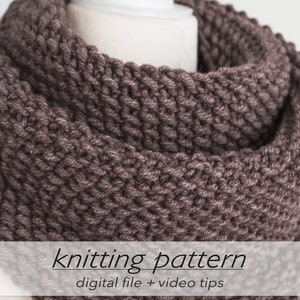 KNITTING PATTERN: 2 Sizes Textured Infinity Scarf Cozy Winter Scarf DIY Cowl Gift Bulky Chunky 12 ply Circular Knitting Beginner image 7