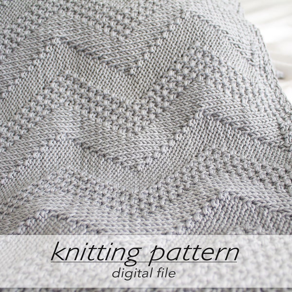 KNITTING PATTERN: Easy Reversible ZigZag Moss Baby Blanket | DIY Baby Shower Gift | Newborn-Toddler Throw | Aran Worsted 10ply #4 | Beginner