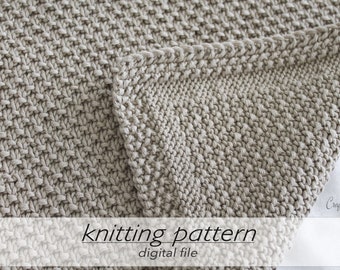 KNITTING PATTERN: Very Easy Baby Blanket | Newborn Blanket Project | DIY Baby Shower Gift | Toddler Throw | Aran Worsted 10ply #4 | Beginner