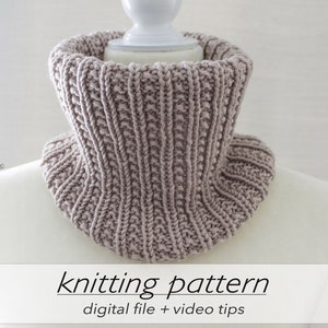 KNITTING PATTERN: Cozy Textured Cowl Teen Petite Adult Snood Easy Neck Warmer Aran Worsted 10 ply 4 Circular Knitting Beginner image 3