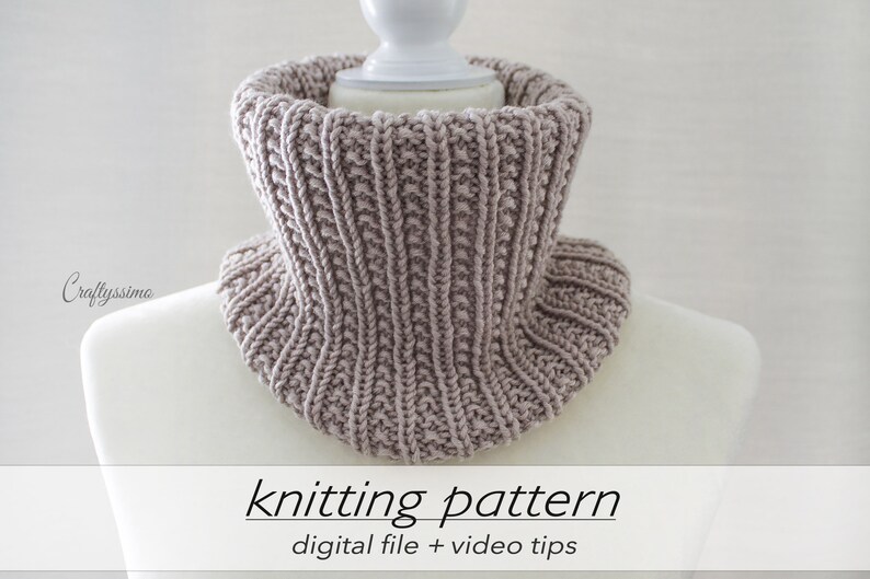 KNITTING PATTERN: Cozy Textured Cowl Teen Petite Adult Snood Easy Neck Warmer Aran Worsted 10 ply 4 Circular Knitting Beginner image 3