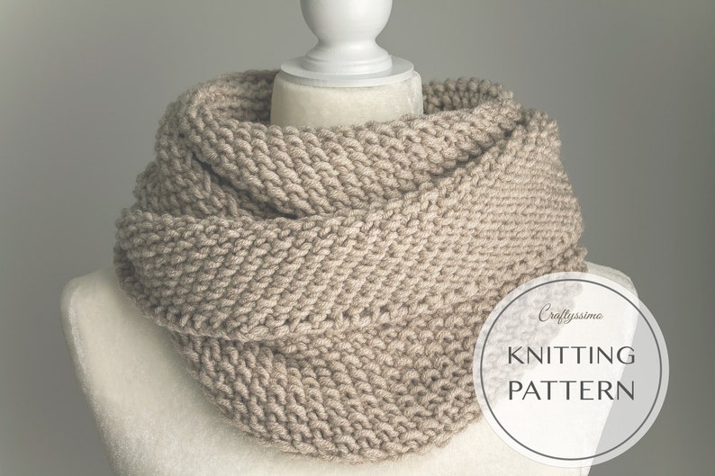 KNITTING PATTERN: Seed Stitch Infinity Scarf DIY Chunky ...
