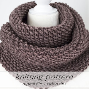 KNITTING PATTERN: 2 Sizes Textured Infinity Scarf Cozy Winter Scarf DIY Cowl Gift Bulky Chunky 12 ply Circular Knitting Beginner image 6