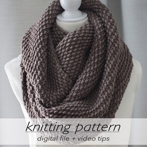 KNITTING PATTERN: 2 Sizes Textured Infinity Scarf Cozy Winter Scarf DIY Cowl Gift Bulky Chunky 12 ply Circular Knitting Beginner image 10