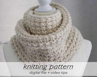KNITTING PATTERN: Textured Infinity Scarf | Soft Alpaca Wool Cowl | DIY Cozy Fall - Winter Scarf | Circular Knitting Video Tip | Beginner +